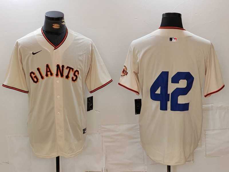 Men%27s San Francisco Giants #42 Jackie Robinson Cream Limited Stitched Cool Base Jersey